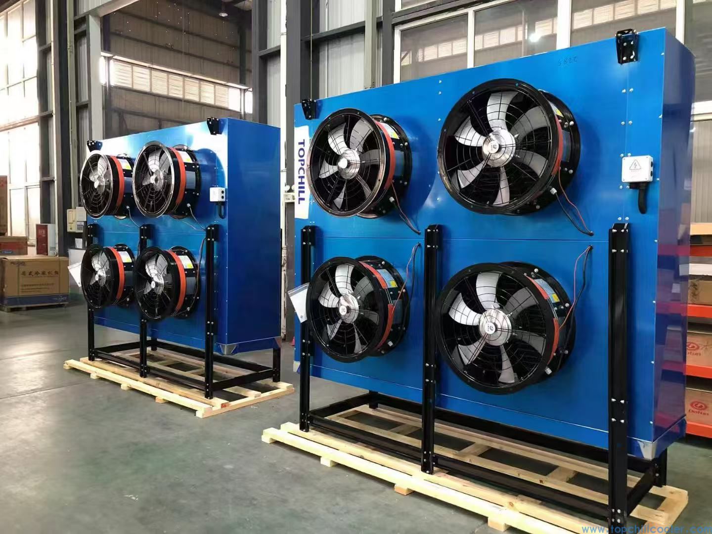 Blast freeze Topchill Refrigeration Air Cooler Industrial Freeze  Air Cooled Heat Exchanger ultra low Temperature Application TIF floor mounted